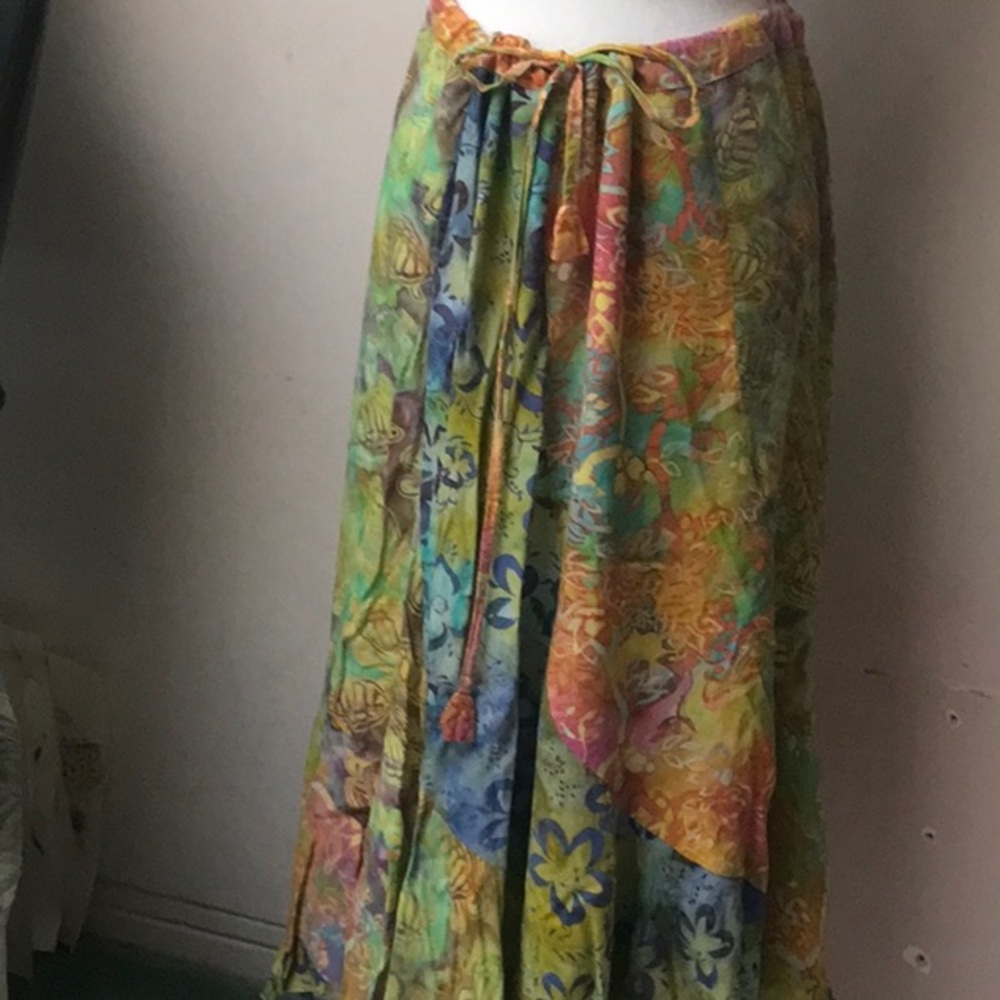 Tropical fashions handmade original swirl cut skirt